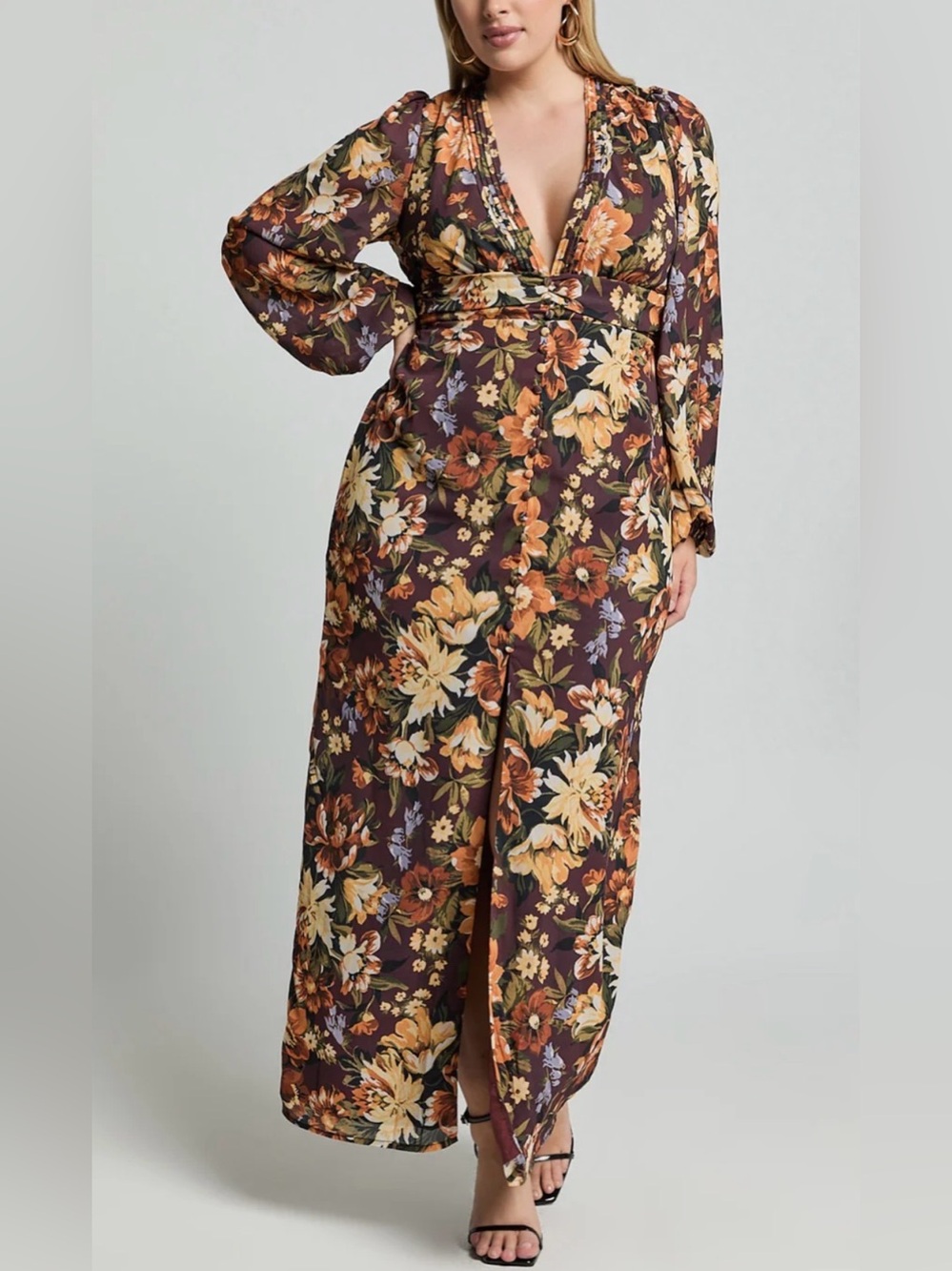 Showpo Lorelei Maxi Dress US 10 Indulgent Bloom Floral Deep V NWT